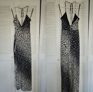 Halter Tie Dress, Black & White Dots  (S)